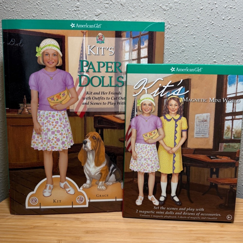 American Girl Kit Paper Dolls & Magnetic Mini World Set Girls OS Green 1930s Toy